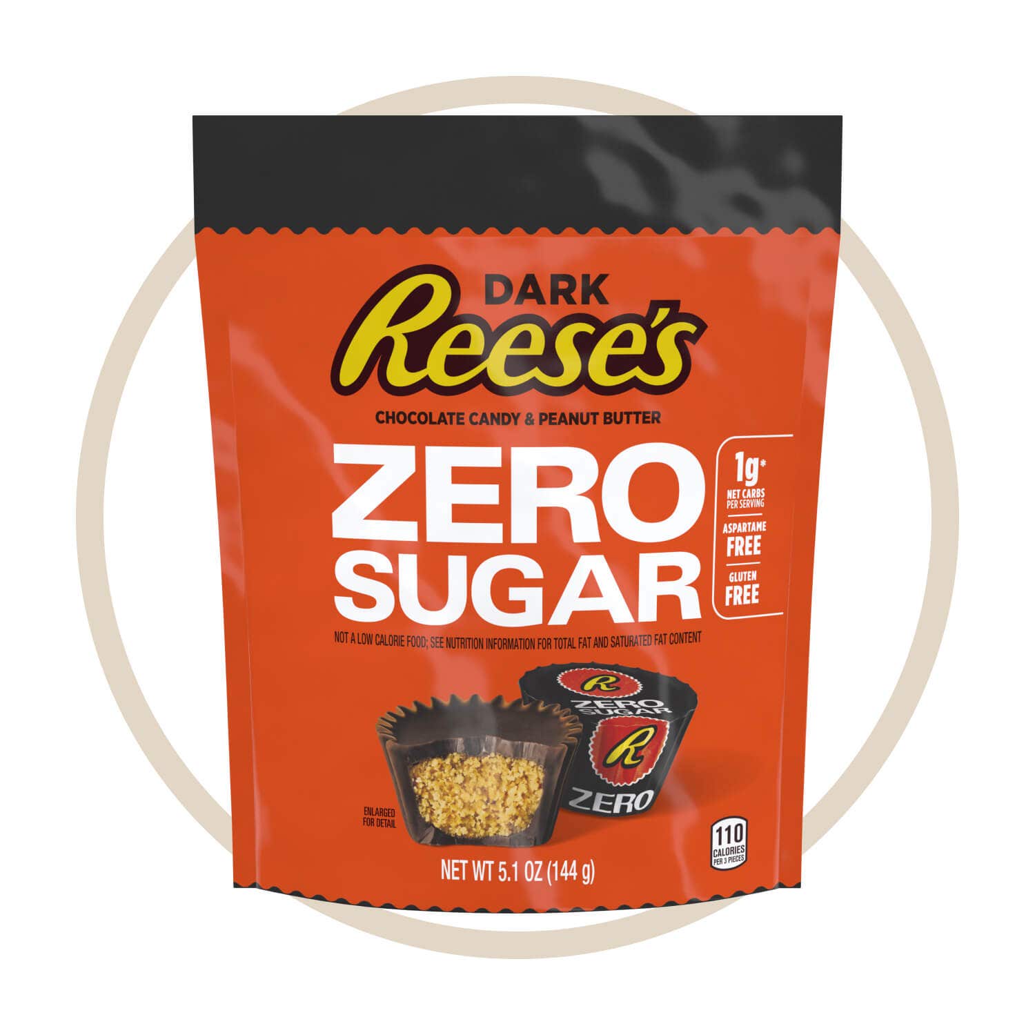 bag of reeese's dark zero sugar miniature cups